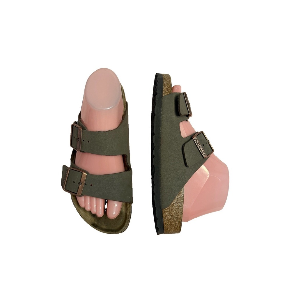 Birkenstock Arizona Leather Sandals Womens 7 38 Thyme Comfort Slip On Slide Boho